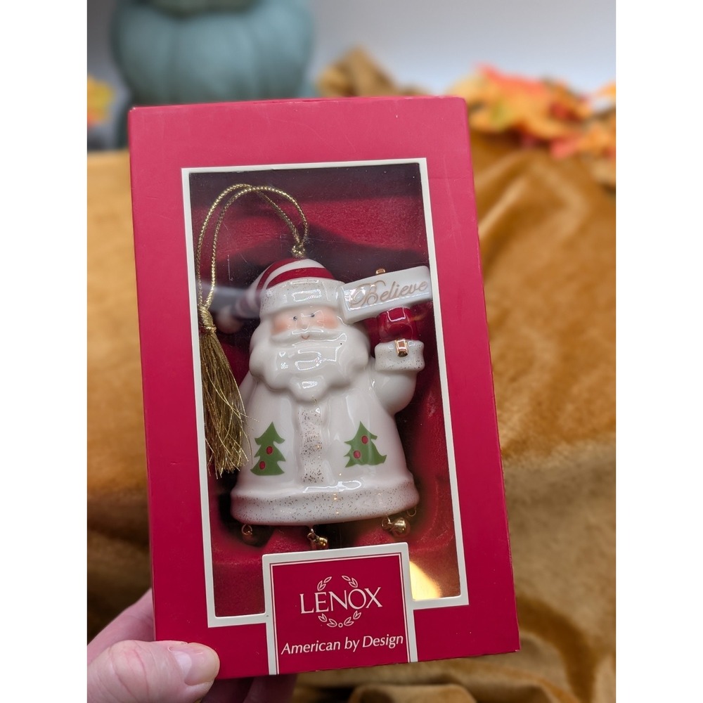 Lenox Santa Believe Porcelain Christmas Ornament, Ivory Fine China Saint Nick